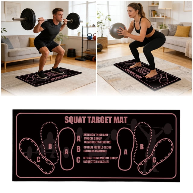 Squat Mat With Position 35x80cm Squat Mats Diatomaceous Earth Rubber Squat Mat For Home Yoga & Abs | Perfect For Squats Lunges & Core