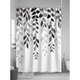 thumbnail image 5 of Grey Ombre Botanical Shower Curtain Set, Waterproof Shower Curtains for Bathroom, Watercolor Gray Pastoral Leaf Washable Fabric Cloth Bath Curtain for Bathtub Decoration with Hooks 48x72 Inches, 5 of 6