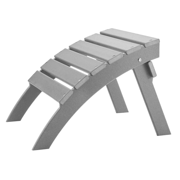 Adirondack Ottoman, 21.5" L x 18.9" W x 14.8" H, Gray HDPE Folding Footstool for Patio and Outdoor Use