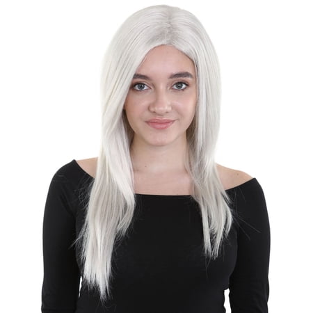 DAPRZIY Adult Women's Long Gray Dolly Wig – Fancy Costume Hairpiece for Halloween, Cosplay & Themed Events