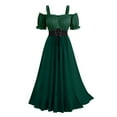 thumbnail image 2 of QATAINLAV Womens Lantern Sleeve Off Shoulder Corset Dress Ruffle Flowy Hem Renaissance Dresses Halloween Costumes, Green, L, 2 of 7