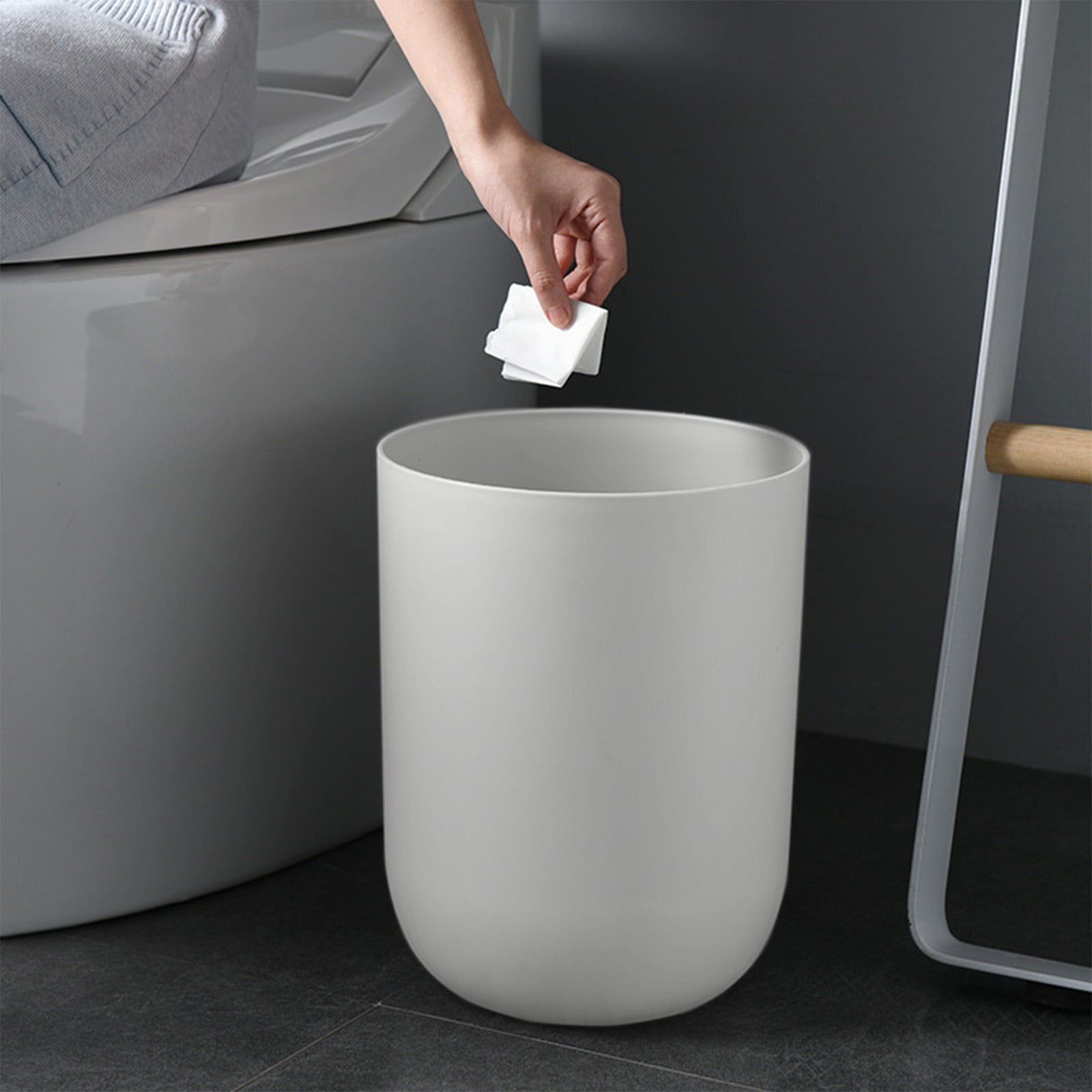 Qholemyo Round Thickened Large Capacity Trash Can Bathroom Living Room Indoor Kitchen Waste Bin Bathroom Trash Can Small Trash Can