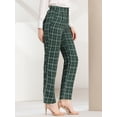 thumbnail image 4 of Pantalones a cuadros casuales para mujer, bolsillos, pierna recta, trabajo, oficina, pantalones Verde Negro Blanco S, 4 of 6