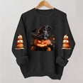thumbnail image 2 of VKOYWKM Women's Halloween Print Crew Neck Sweatshirt Cute Spooky Graphic Sweatshirts Oversized Long Sleeve Sweatshirts Fall Pullover, 2 of 6