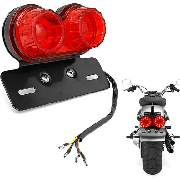 40-LED 40W Motorcycle Tail Light Integrated Running Lamp Brake&Turn Signal Light with License Plate Bracket Compatible with Honda Harley Yamaha Suzuki Kawasaki(Red)
