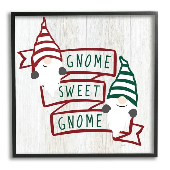 Stupell Industries Sweet Gnome Banner Phrase Graphic Art Black Framed Art Print Wall Art, Design by Natalie Carpentieri