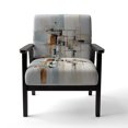 thumbnail image 4 of Designart "Beige Blue Suprematism Fragmented Geometries II" Multi-Color Abstract Suprematism Upholstered Accent Chair - Modern Arm Chair For Living Room, 4 of 7