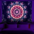 thumbnail image 4 of SOFIKAANMU Blacklight Mandala Tapestry Wall Hanging Bohemian Wall Decor Psychedelic Peacock Indian Hippie Wall Art Boho College Dorm Beach Throws Table Cloth Bedding Tapestry 60*80in, 4 of 6