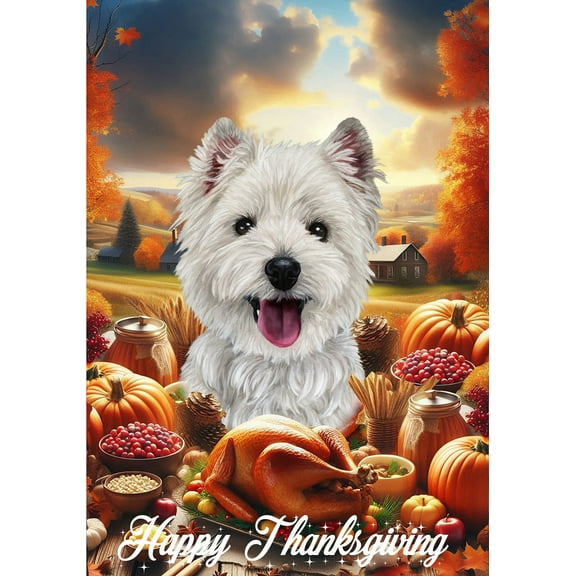 Westie - Best of Breed Thanksgiving Outdoor Garden Flag 12" x 17" Mailbox Flag Dog Flag