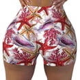 thumbnail image 2 of Daiia Coral Reef Pattern Women's Workout Shorts Biker Shorts - High Waisted Workout Spandex Tummy Control Gym Running Yoga Shorts-X-Large, 2 of 8