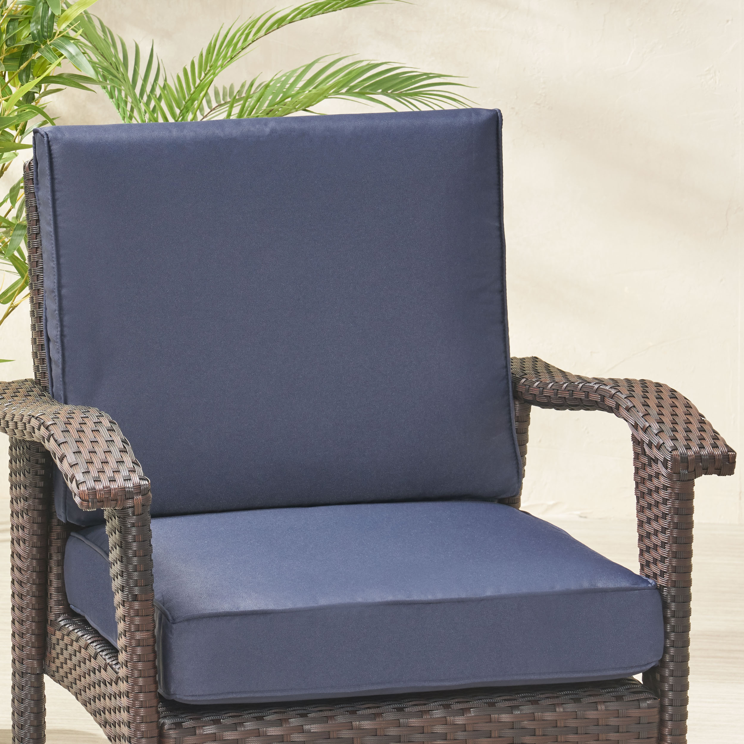 Terry Outdoor Club Chair Cushions, Navy Blue