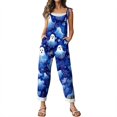 thumbnail image 6 of Womens Halloween Jumpsuits Cute Print Baggy Casual Wide Leg Romper Tie Strap Cotton Linen Pants, 6 of 7