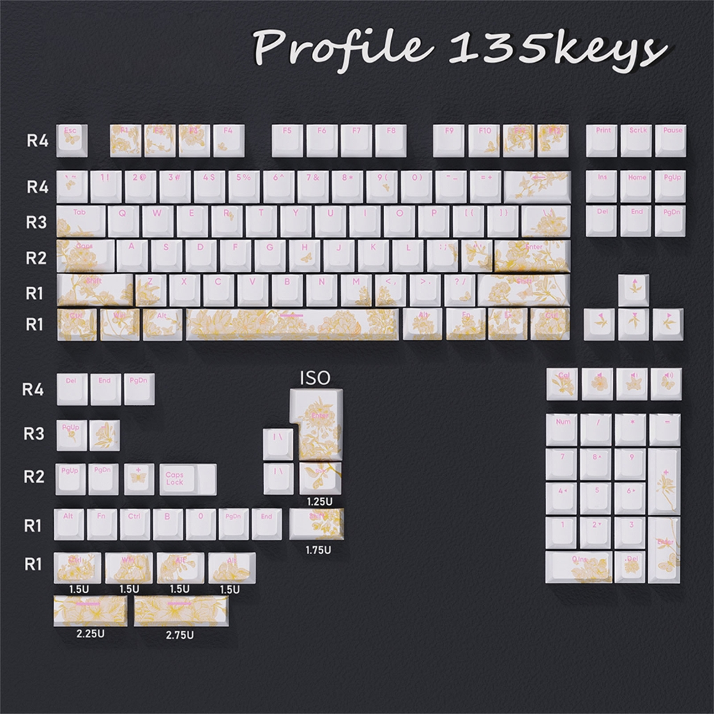 Zeiwohndc 1Set Double Shot Embroidery Backlit Keycaps for Mechanical Keyboard Keycap