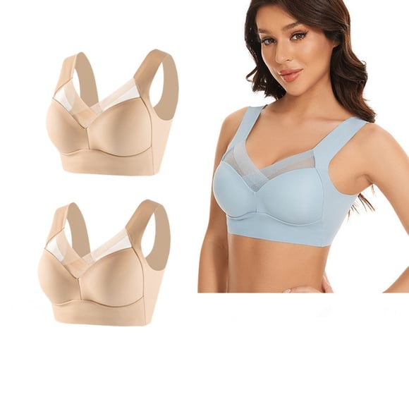 WILLBEST Brasier De Algodon Conjunto De 2 Camisetas Sin Tirantes De Encaje Para Mujer, Talla Grande, Con Fruncido Lateral Fino Y Ajustable, Talla 95