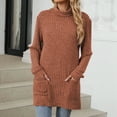 thumbnail image 5 of Towmus Women's Fall Sweatshirts Tunic Tops for Women Womens Turtleneck Oversized Long Sweater Dress Green Sweater, 5 of 6