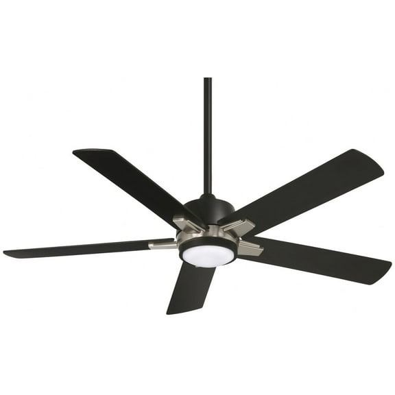 54 Inch 5 Blade Ceiling Fan With Light Kit-Brushed Nickel Finish-Silver Blade Color Minka Aire Fans F619l-Bn