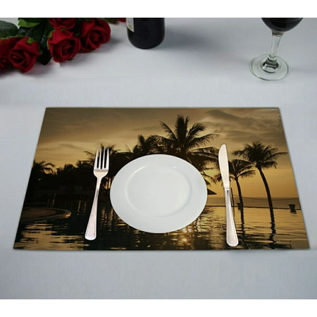 

ZKGK Tropical Resort Placemat Table Mat 12x18 inches Set of 2
