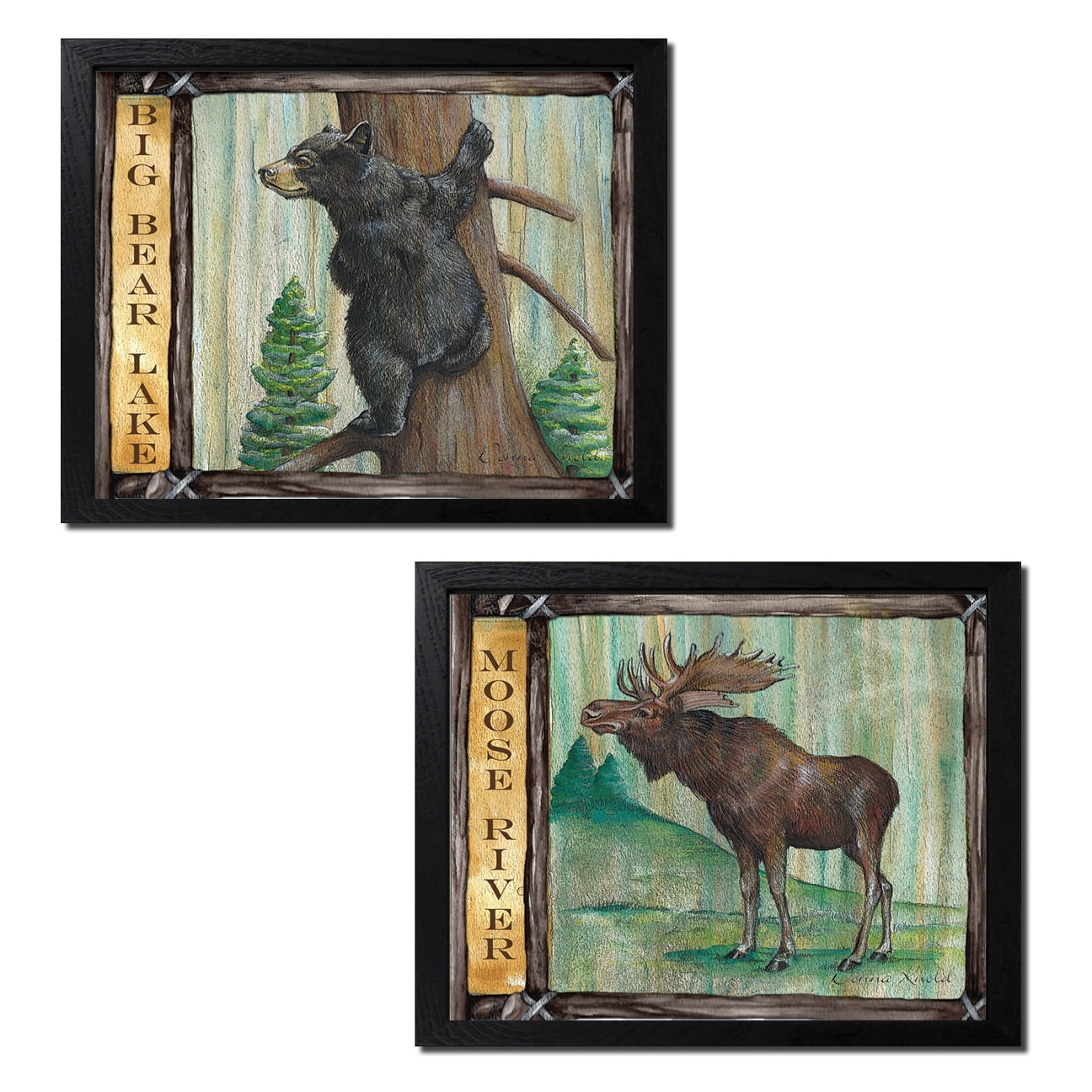Rustic Moose River and Big Bear Lake; Cabin Lodge Decor