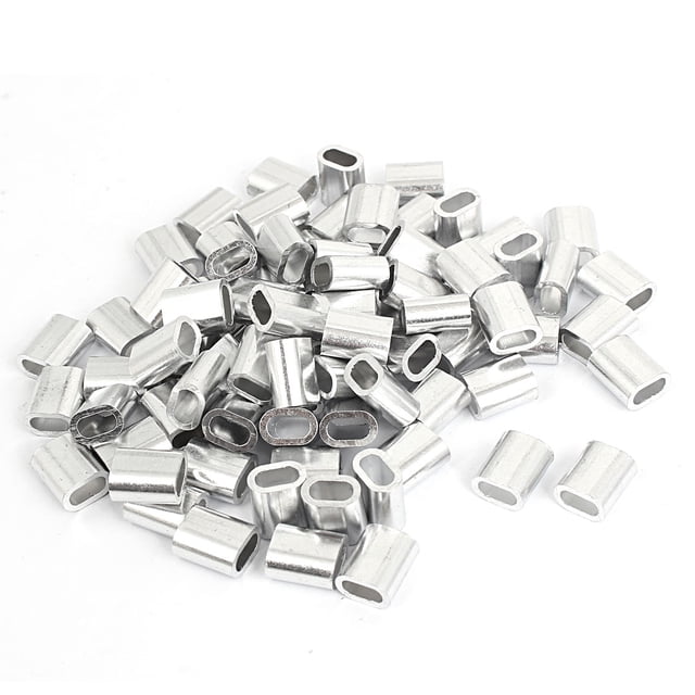 80 piezas de abrazaderas de aluminio ovaladas M4 para clip de engaste de cable de 4 mm