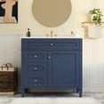 thumbnail image 6 of EUROCO 36'' Bathroom Vanity with Sink, Modern Bathroom Storage Cabinet with 2 Drawers and a Tip-out Drawer, Freestanding Bathroom Dresser, Blue, 6 of 8