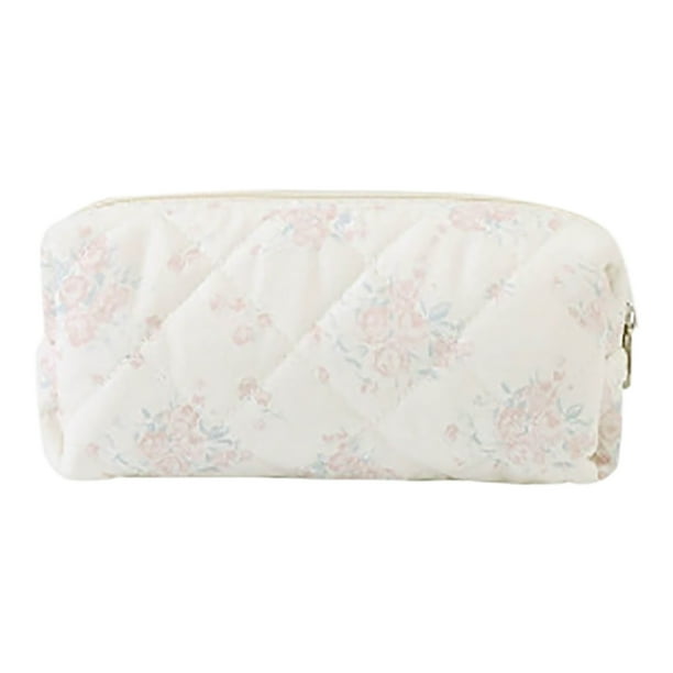 Bolsa de cosméticos de gran capacidad con cierre de cremallera doble y estampado floral Organizador de maquillaje de viaje para guardar artículos de tocador y papelería