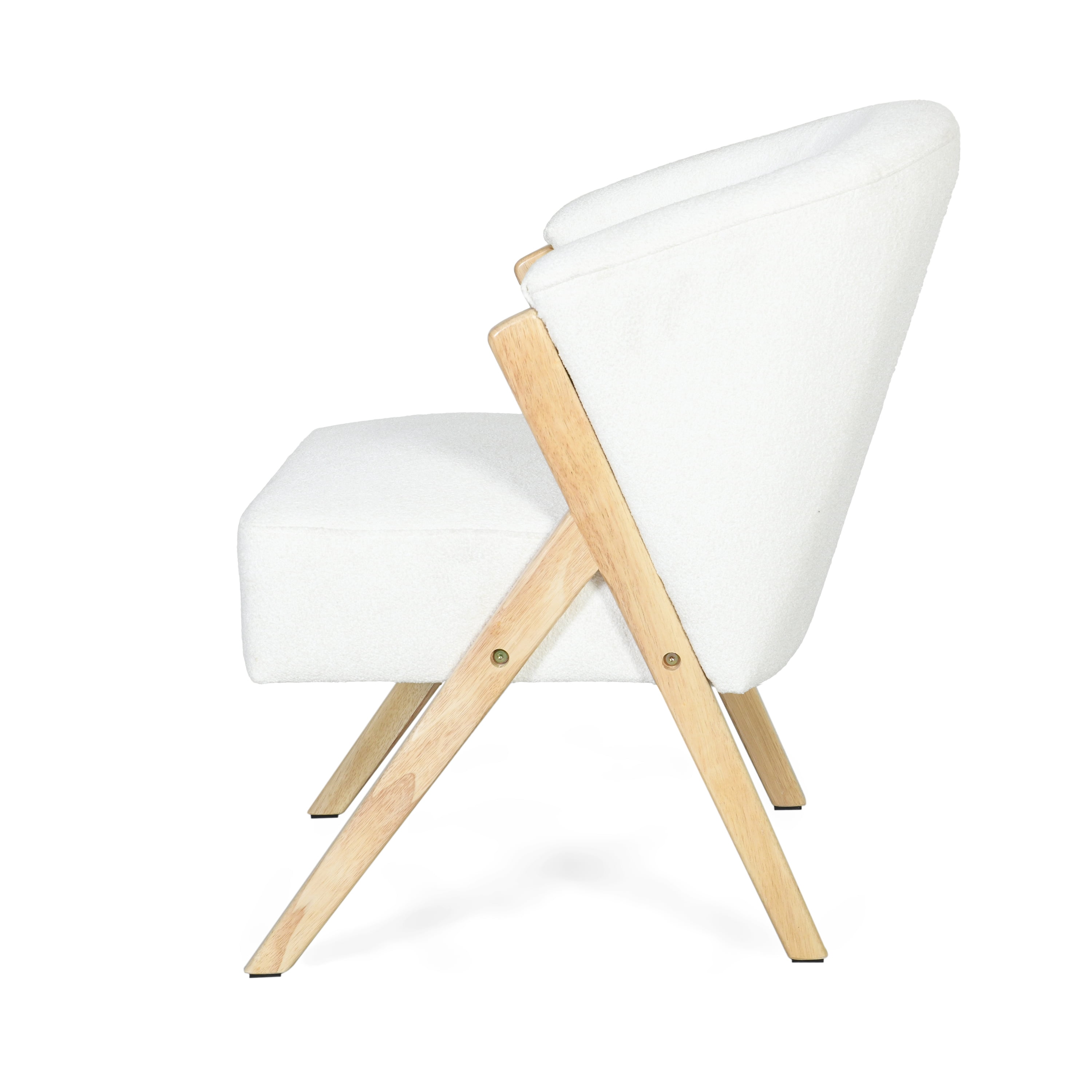MAYEERTY Modern Accent Chair with White Upholstery and Solid Wood Frame – Minimalist Lounge Chair for Living Room, Bedroom & Office
