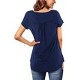 thumbnail image 3 of Starybirds Womens Henley Tops Plain V Neck Short Sleeve Tshirts Navy XL, 3 of 4