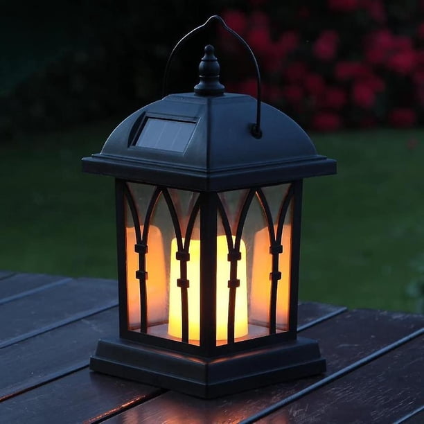 Linterna solar YONGSHENG negra con vela LED efecto parpadeante