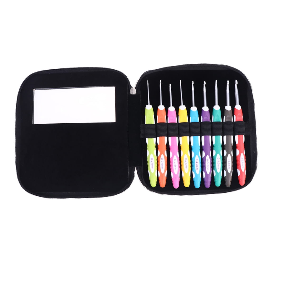 Minkissy Small Crochet Hooks 9Pcs Black Tpr Plastic Handle Ergonomic For Knitting Tools