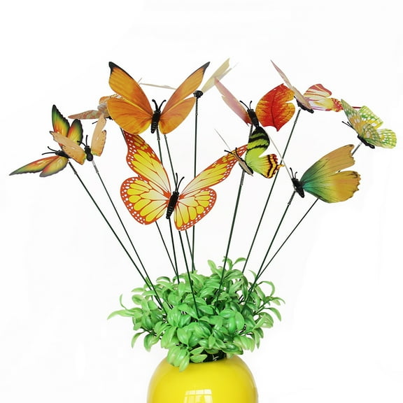 12PC Butterfly Stakes | Outdoor Yard Decor | Colorful Wing Designs, Rust-Resistant Metal, Easy Installation, UV-Protected Paint, Ideal for Garden Planters, Flower Pots & Landscape Decor(Yellow)