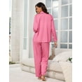 thumbnail image 3 of Silk Satin Pajamas for Women Set 2 Piece Silk Pjs Long Sleeve Top Cozy Sleepwear Silky Pajamas, 3 of 7