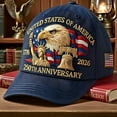 thumbnail image 6 of TELOLY U.S. 250th Anniversary Celebration Hat 250th Anniversary Commemorative Hat USA Patriotic Baseball Cap Embroidered Printed Adjustable, Unisex, Tribute Gift for Veterans, Men, Women, 1766-2026, 6 of 7