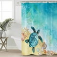 thumbnail image 5 of Sea Turtle Shower Curtain, 72" x 72", Summer Turquoise Ocean Watercolor Shell Conch Waterproof Bathroom Curtain Washable Shower Curtain Set with 12 Hooks, 5 of 6