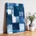 Blue Patchwork Canvas Wall Art for Living Room, Modern Abstract Dark ...