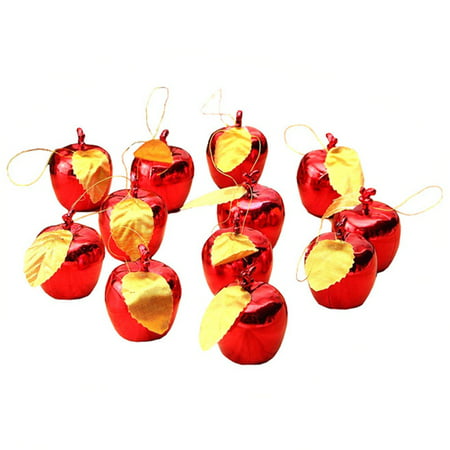 KABOER 12X Christmas Tree Decorations Red Gold Xmas Apple Baubles Hanging Ornaments