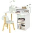 thumbnail image 1 of Qaba Ensemble de Bureau et Chaise pour Enfants 2 Pcs avec Rangement et Étagères, Vert, 1 of 10