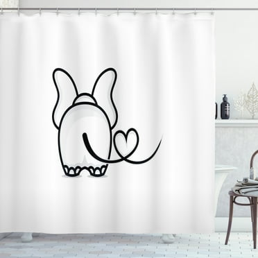 Ambesonne Romantic Shower Curtain, Love Theme Doodle Style, 69"Wx75"L, Black White