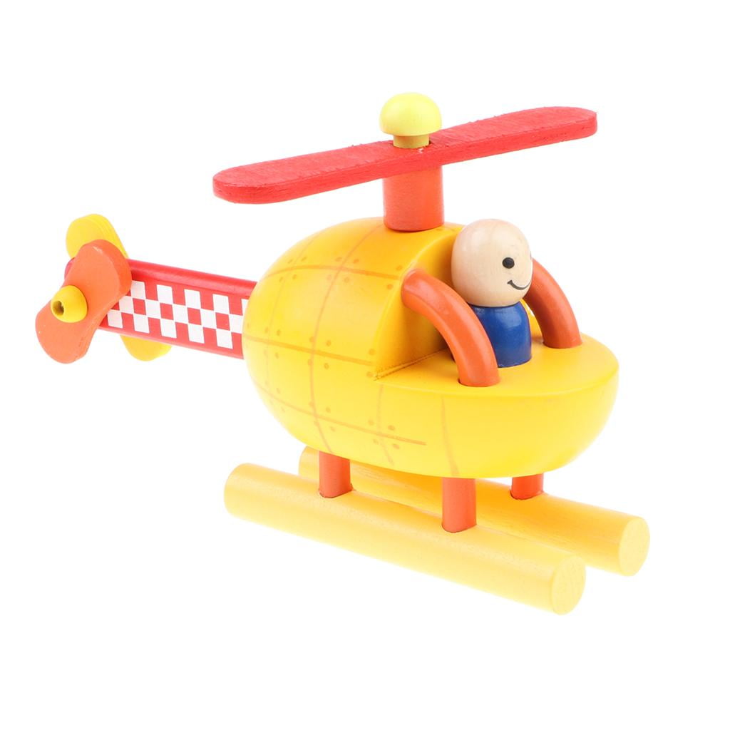 2pcs Wooden Magnetic Plane & Helicopter with Pilot Toy Kids Educational Toy 