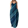 thumbnail image 1 of Vestido largo de playa ajustado con estampado Floral a rayas sin mangas con cuello en V y cintura media a la moda para mujer Pompotops ghjkhdj8314, 1 of 5