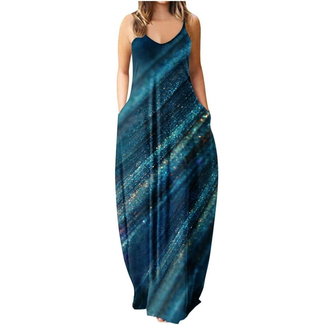 Vestido largo de playa ajustado con estampado Floral a rayas sin mangas con cuello en V y cintura media a la moda para mujer Pompotops ghjkhdj8314