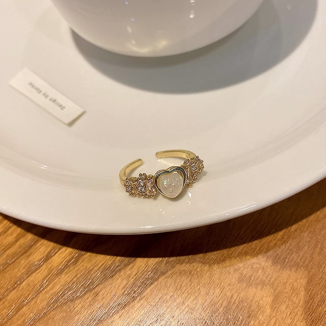 Anillo de perlas de circón para mujer, estilo retro, nicho, luz, lujo, anillo abierto, joyería de mano