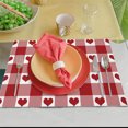 thumbnail image 3 of Kitchen aid 4Pcs Valentine's Day Placemats Set Of 4 For Dining Table Cotton Linen Heat Table Mats Durable Washable Love Heart Red Check, 3 of 3