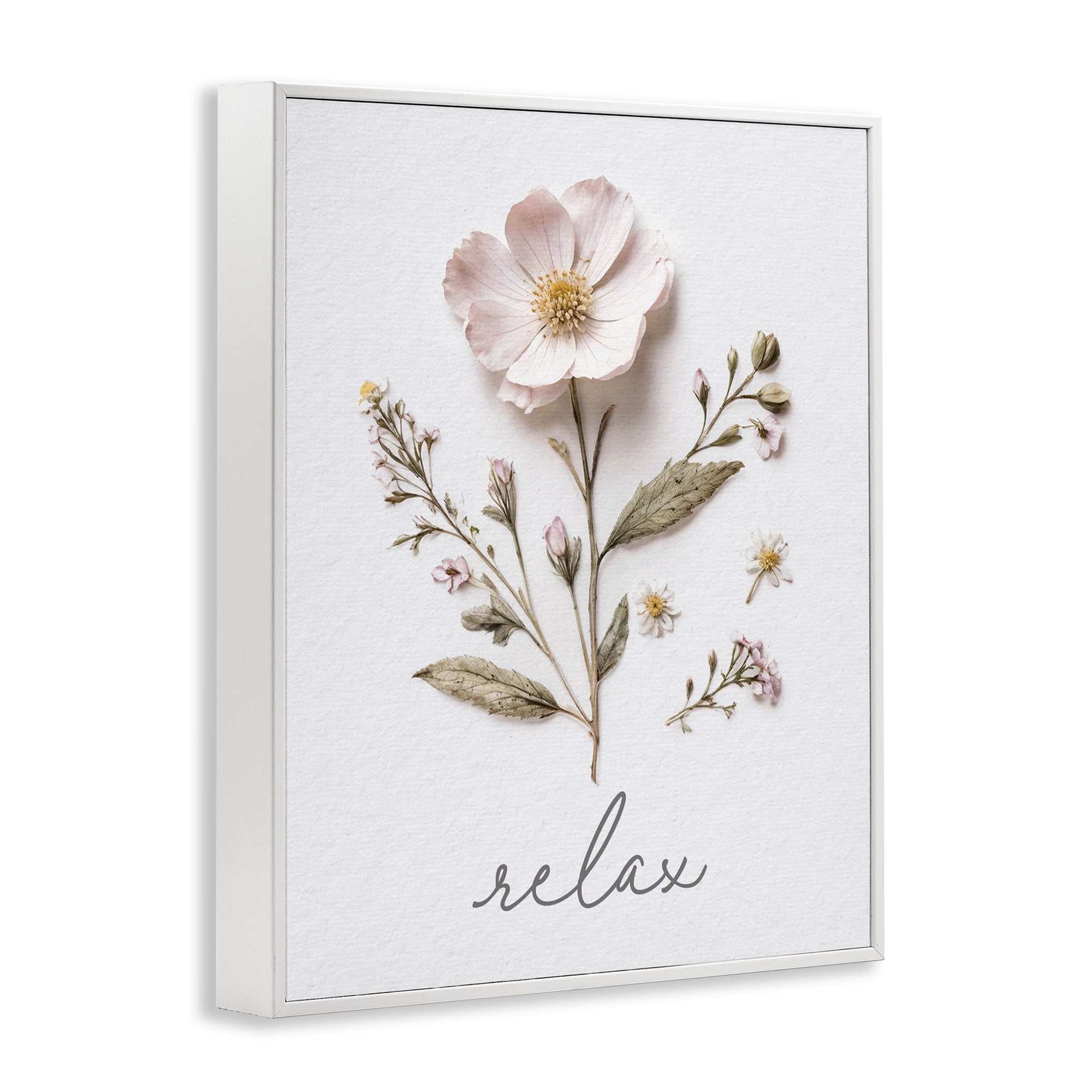 Pressed Flowers Relax White Framed Giclee Art, design by Lettered and Lined