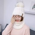 thumbnail image 5 of Gorro con pompón para mujer, conjunto de bufanda, gorro de esquí de invierno para niñas, gorro de punto holgado con forro polar oso de fresa Hogar, 5 of 5