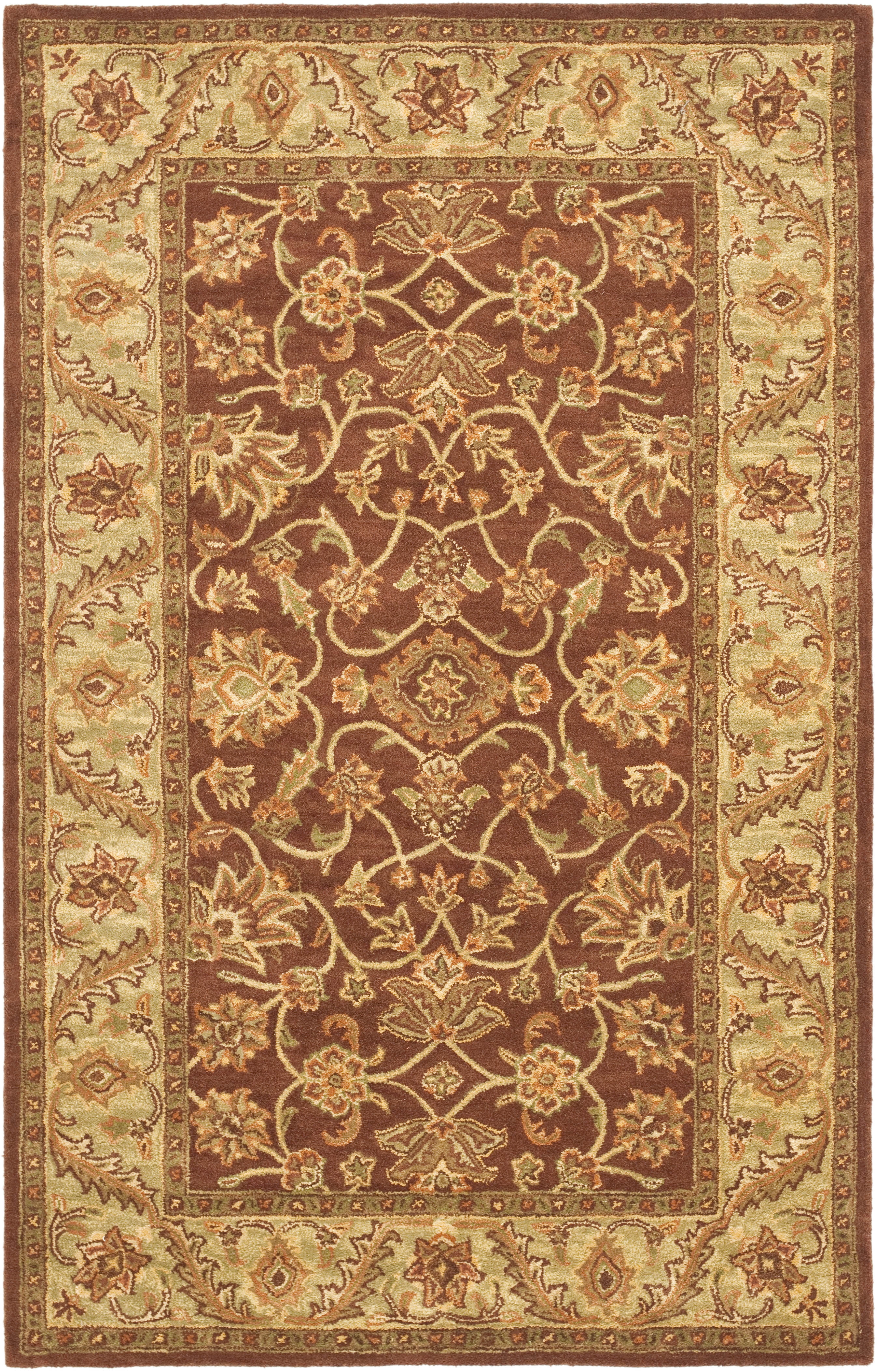 Safavieh Golden Jaipur Dreda Bordered Wool Area Rug, Rust/Green, 5' x 8'