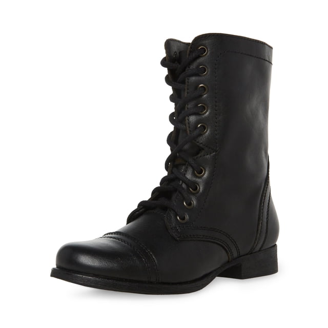 Bota Steve Madden Troopa para mujer, piel negra, 6.5US