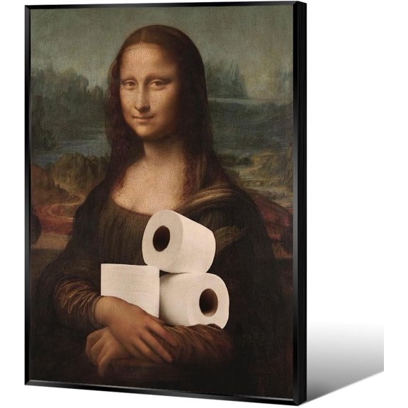 Aaheei Funny Bathroom Canvas Wall Art Aesthetic Poster Black Vintage Humorous Classical Oil Painting Rustic Farmhouse Wall Decor for Restroom Toilet