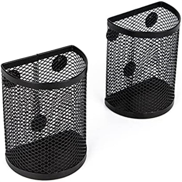 EIGTHTAIL Set of 5 Magnetic Pencil Holder 3 Compartments Metal Magnetic Basket Black Magnetic Marker Holder for Refrigerator Locker and Whiteboard