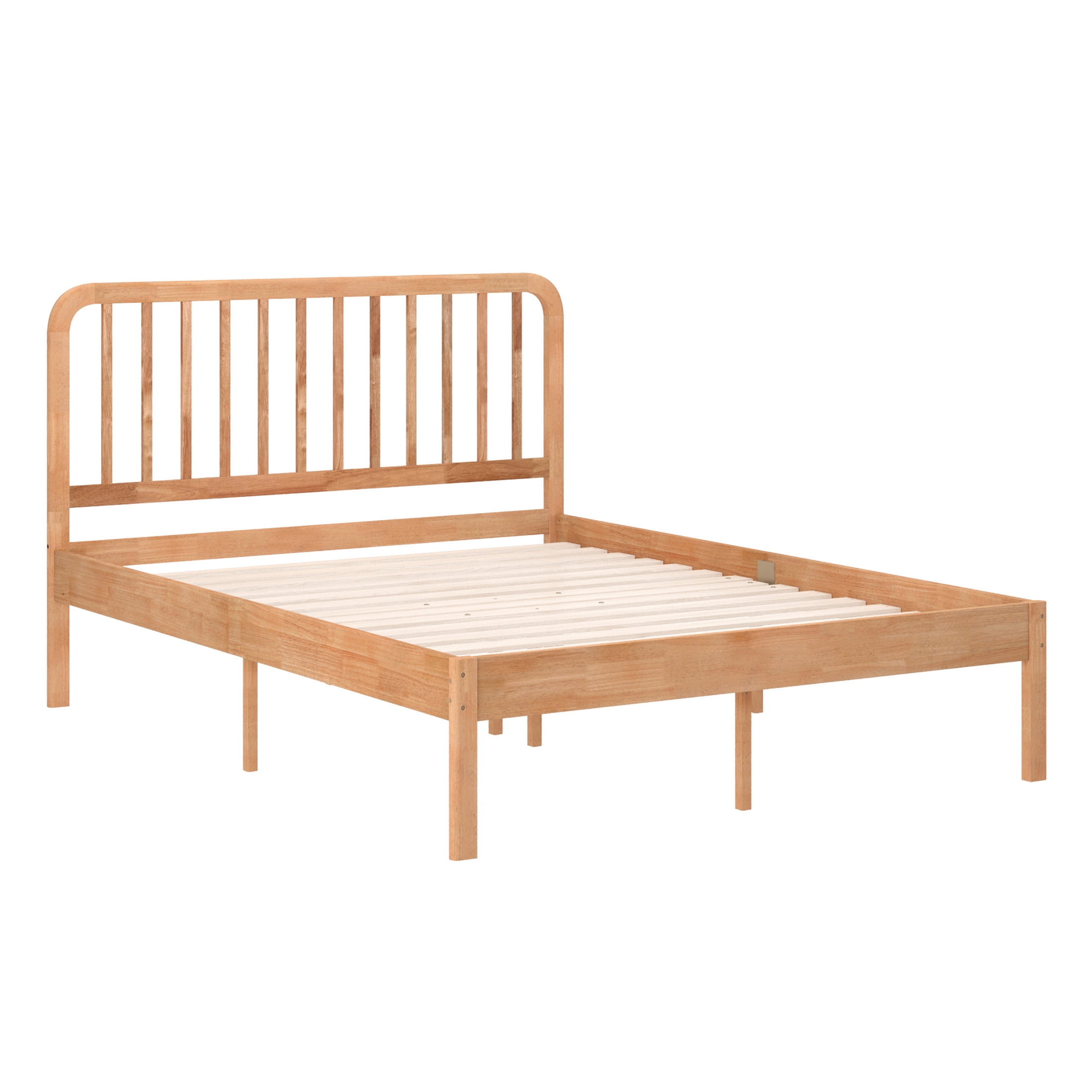 Buzz & Bloom Kids Full-Size Platform Bed with Rectangular Wood Slat Headboard, Natural