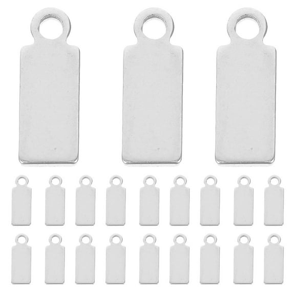 Clispeed 50pcs Engravable Blanks Stainless Steel Rectangle Pendants for Crafting Projects Keychains Beginners